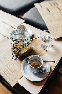 Morning coffee with a jar of brown sugar thumbnail