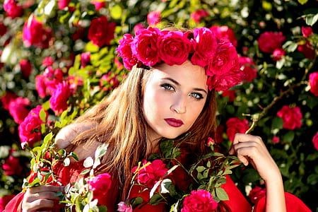 blonde haired woman in red top thumbnail