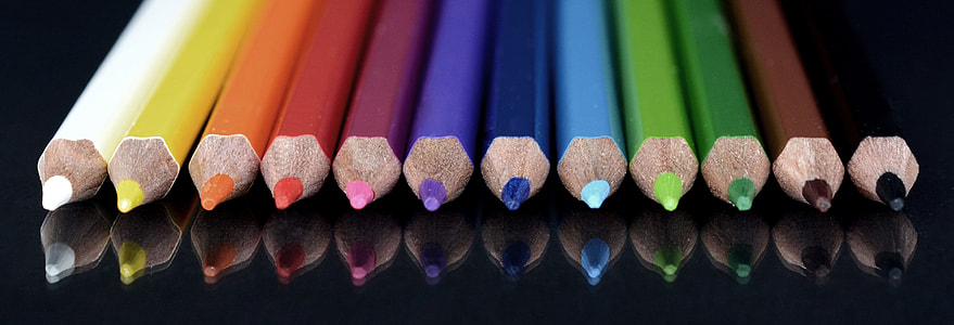 close photo of twelve assorted color pencils thumbnail