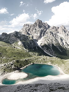 lake near mountain bird's eye photography thumbnail