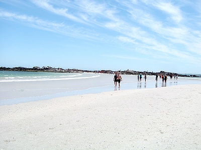 group of people walking on the seashore thumbnail