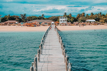 photo of boardwalk between body of water thumbnail