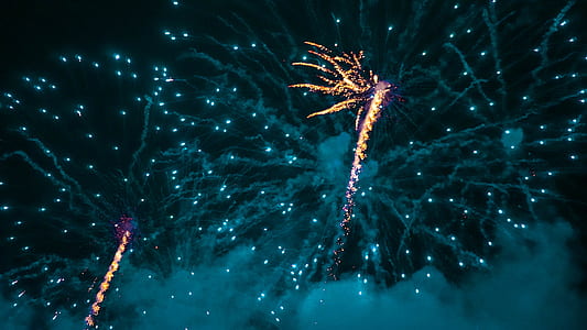 yellow and blue fireworks thumbnail