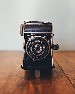 shallow focus of vintage black camera thumbnail