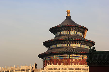 two person standing brown and white temple during sunset thumbnail