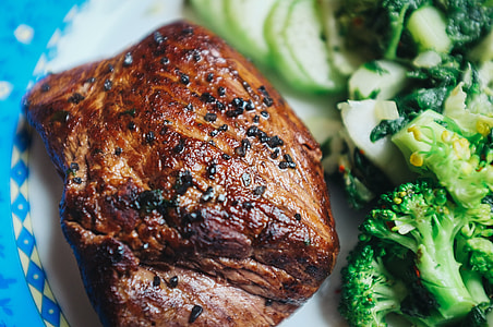 Beef steak with black salt close up thumbnail
