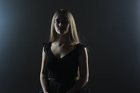 woman in black sleeveless dress thumbnail