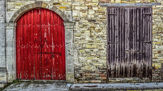 closed red wooden door thumbnail