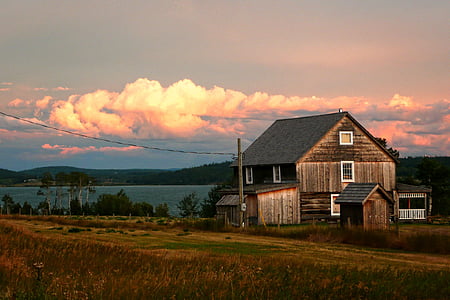 photo of wooden house during sunset thumbnail