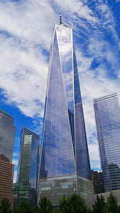 One World Trade Center, formerly called Freedom Tower, and World Trade Center buildings. thumbnail