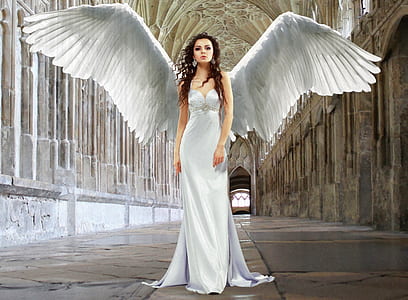 woman angel wearing white dress thumbnail
