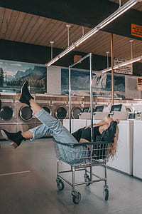 woman in gray shopping cart thumbnail