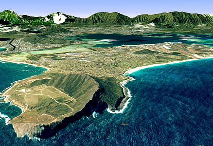 Geographic oblique around Kaneohe, Hawaii thumbnail