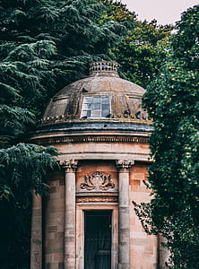 photography of concrete hall between trees thumbnail