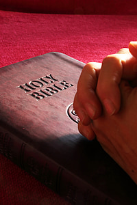 person's hands on Holy Bible thumbnail