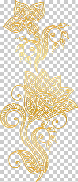Gold Euclidean Flower, Golden Atmosphere Plants, two yellow flowers illustration PNG clipart