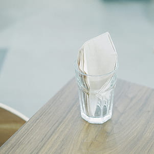 tissue on clear drinking glass thumbnail