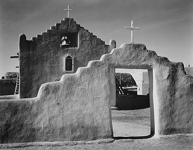 grayscale photo of concrete church thumbnail