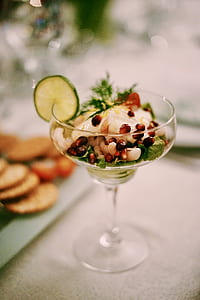 selective focus photography of shrimps with cream and vegetable thumbnail