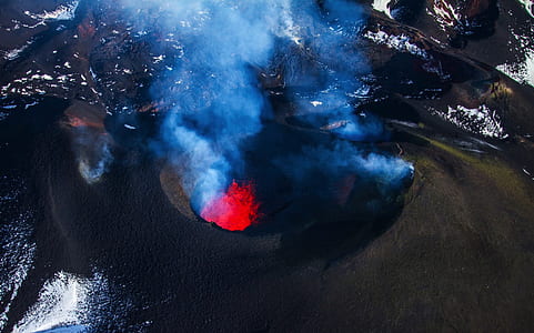aerial photography of volcano thumbnail