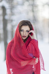 woman wearing pink scarf thumbnail
