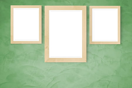 three brown photo frames on green background illustration thumbnail