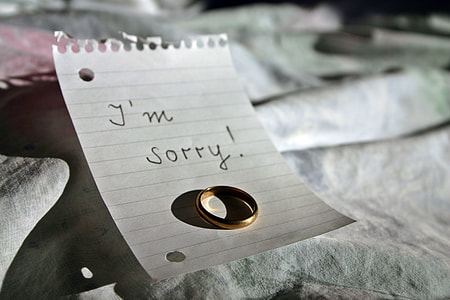 gold ring on white ruled paper with I'm Sorry text thumbnail