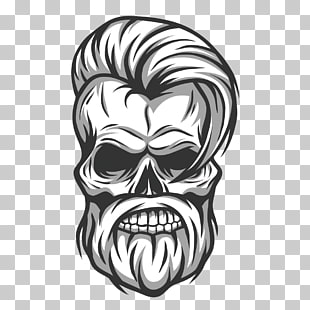 Hipster Skull Stock photography Illustration, hair handsome skull, bearded skull illustration PNG clipart