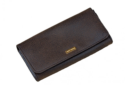 brown leather tri-fold long wallet thumbnail