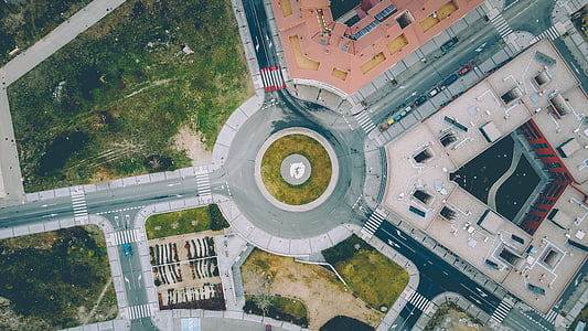 top view photography of road and buildings thumbnail