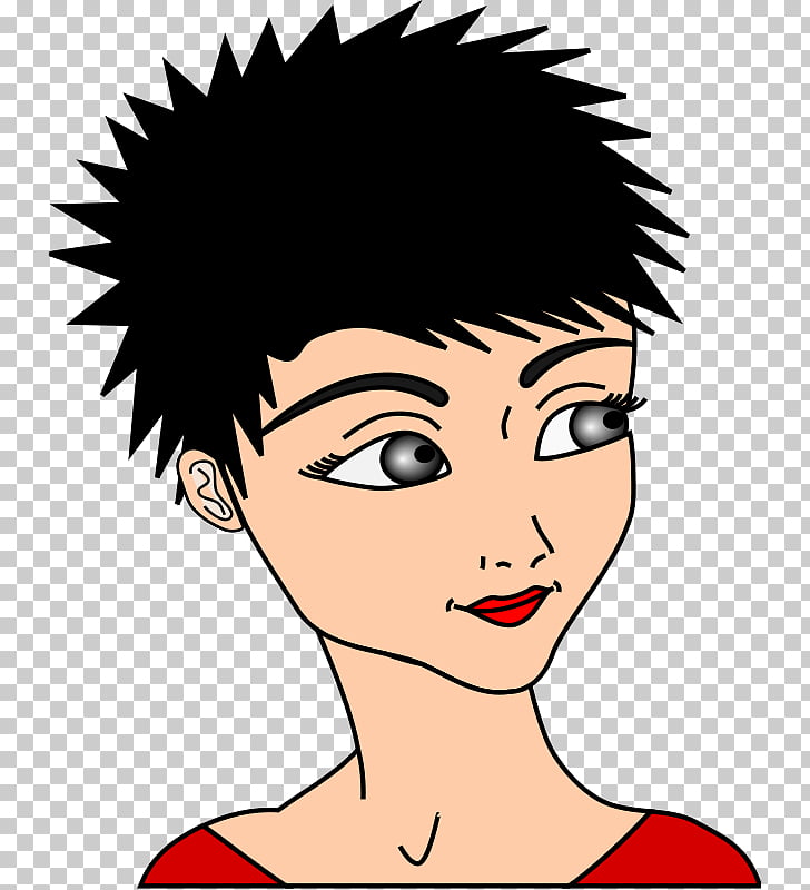 Hair Woman Short Black Hair Cartoon Girl Png Clipart Free