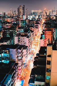aerial photo of city during nighttime thumbnail