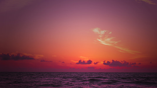 gray clouds above body of water during red hour thumbnail
