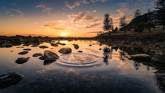 Sunset, water, and ripples landscape  thumbnail