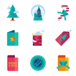 Flat Christmas svg vector icon sets