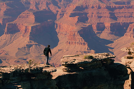 Bird's Eye-view of a Man on Grand Canyon Mountain thumbnail