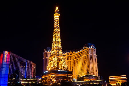 lighted tower at nighttime thumbnail