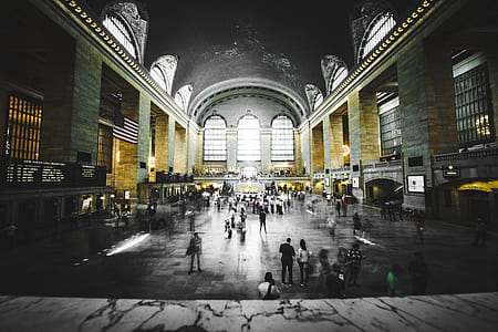 selective color photo of train station thumbnail