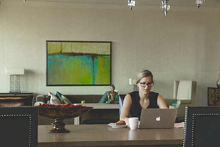person, woman, coffee, apple thumbnail