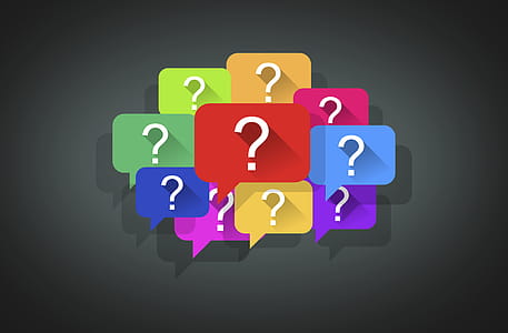 Interrogation Marks Inside Speech Bubbles - Dark Background thumbnail
