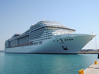 docked white cruise ship thumbnail