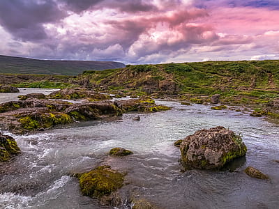 River Near Mountain Range thumbnail