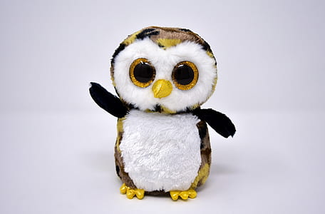 white, black, and yellow owl Ty Beanie Boos toy thumbnail