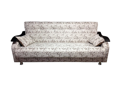 white-and-black bench sofa with two throw pillows thumbnail