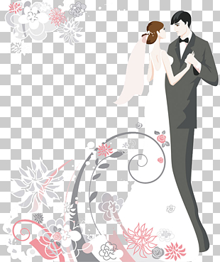Wedding invitation Wedding cake , Cartoon couple s, bride and groom illustration PNG clipart