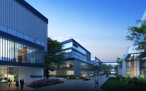 white Lenovo building under blue sky thumbnail