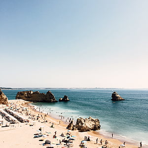 aerial photography of people on beach thumbnail
