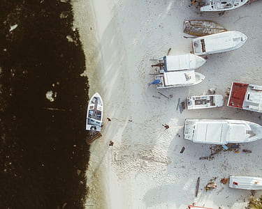 bird's eye view of motorboats on land thumbnail