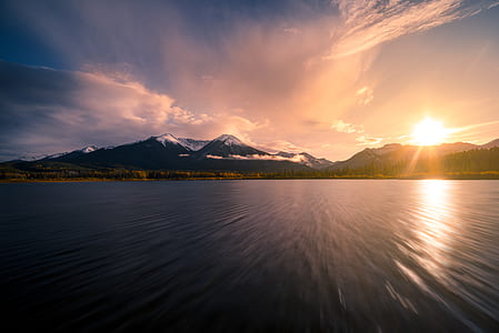 mountain at distance during golden hour thumbnail
