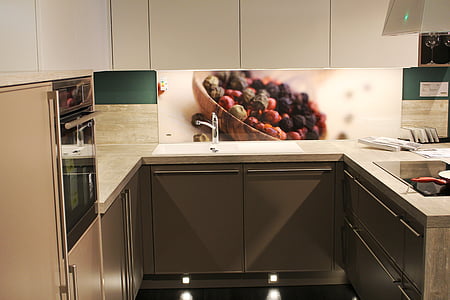 empty gray modular kitchen with turned-off faucet thumbnail